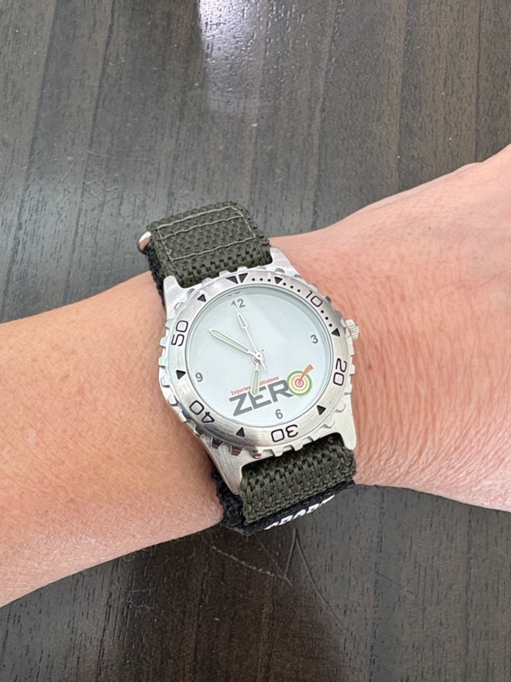 ZERO Olive Green Strap Analog Watch with Silver Bezel